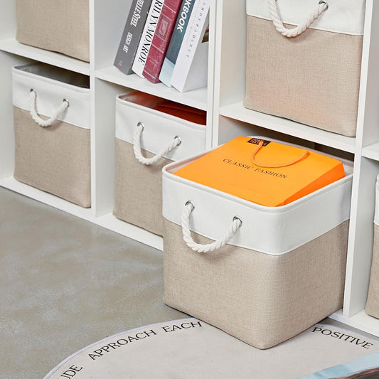 2 tone white & beige storage box