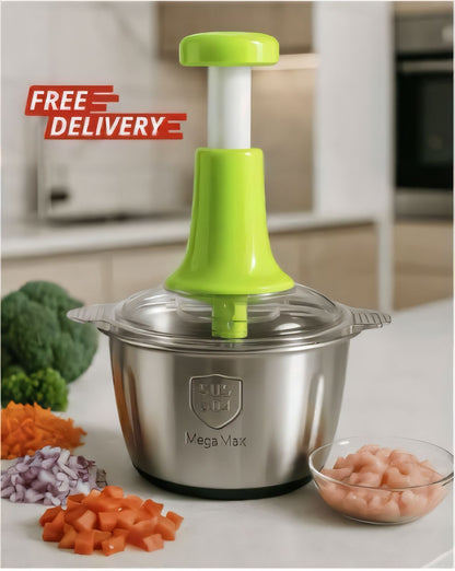 Meat and Vegetable Push Chopper with Stainless Steel