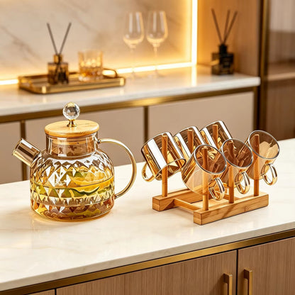 Glass Amber Tea set