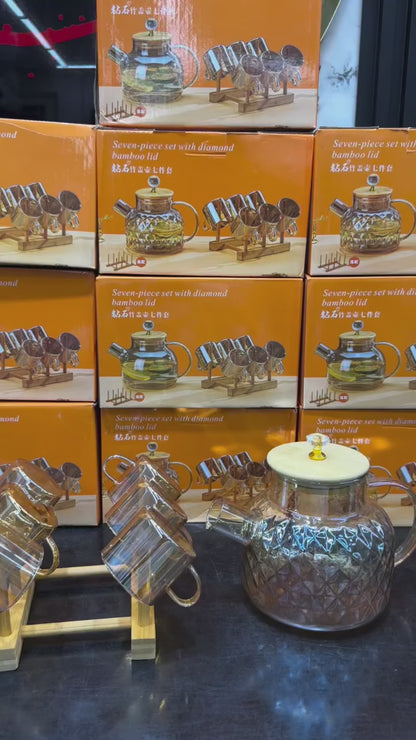 Glass Amber Tea set