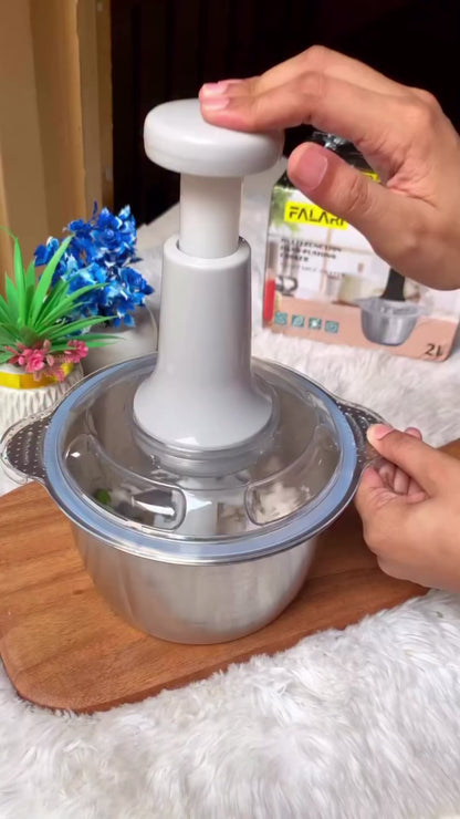 Meat and Vegetable Push Chopper with Stainless Steel